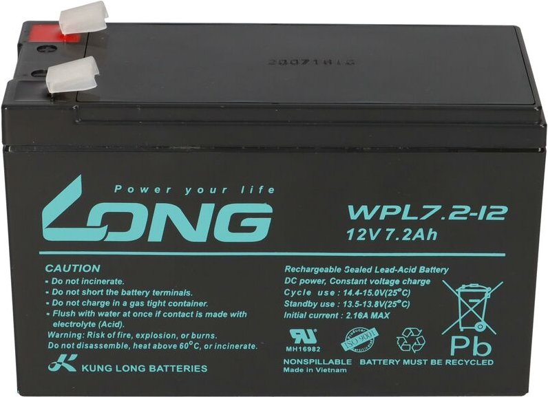 Kunglong - Kung Long Bleiakku 12V 7,2Ah WPL7.2-12-M-F2 longlife 10 Jahre