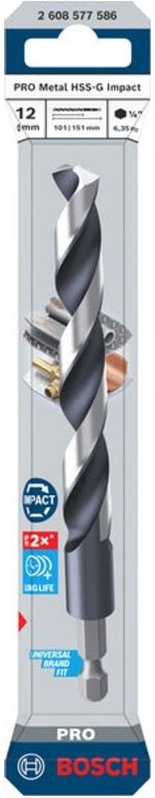 Bosch PRO Spiralbohrer Metal HSS-G Impact, 12 x 101 x 151 mm