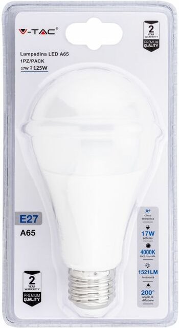 V-tac - LED-Glühbirne E27 17 w A65 Naturweiß (Blisterpackung mit 1 Stück)