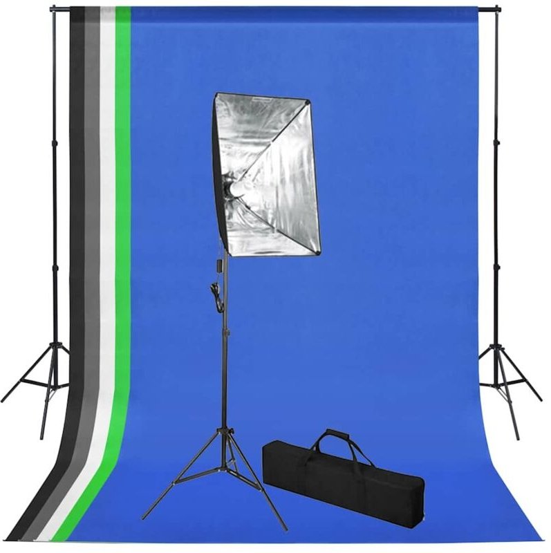 Foto-Studioset mit Hintergrund und Lichtbox