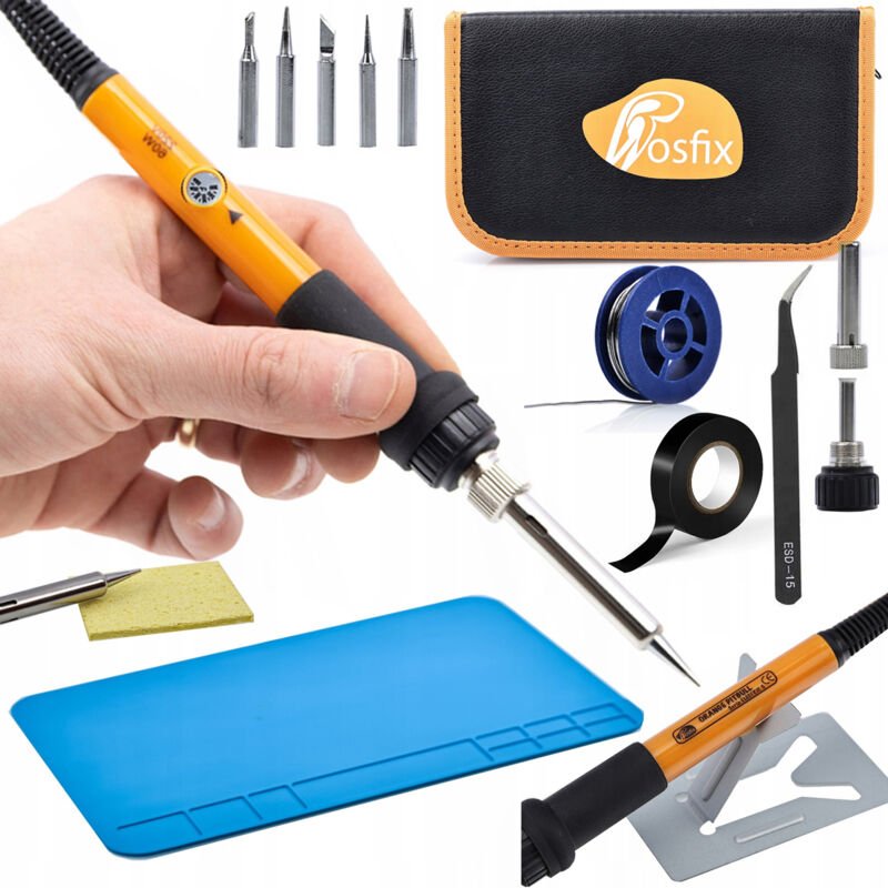 Rosfix Rosfix Präzisionslötkolben mit Potentiometer Rosfix Orange Pitbull OP60W + Matte 20x30 + Schwamm + Dose 0,8x10 + ...