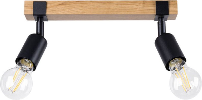 Zuca Moderner Twin Deckenstrahler Holz, Schwarz 2x E27 - Sollux