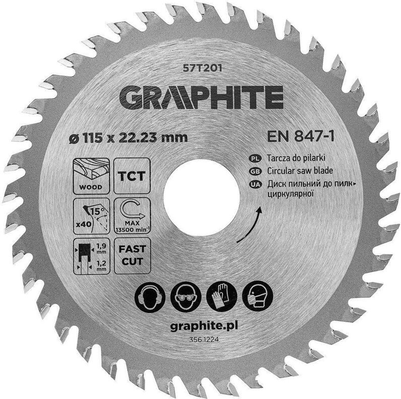 Sägeblatt graphite 57T201 Metall 115 mm 40 Zähne