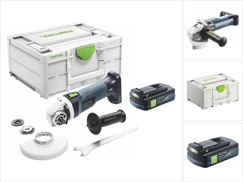 Agc 18-125 EB-Basic Akku Winkelschleifer 18 v 125 mm Brushless + 1x Akku 3,0 Ah + Systainer - ohne Ladegerät - Festool