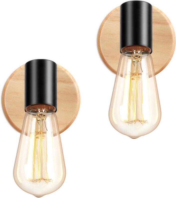 2 Stück Wandleuchte Innen Metall E27 Wandlampe Vintage Drehbare für Wohnzimmer, Schlafzimmer, Küche, Flur, Cafét - Schwa...