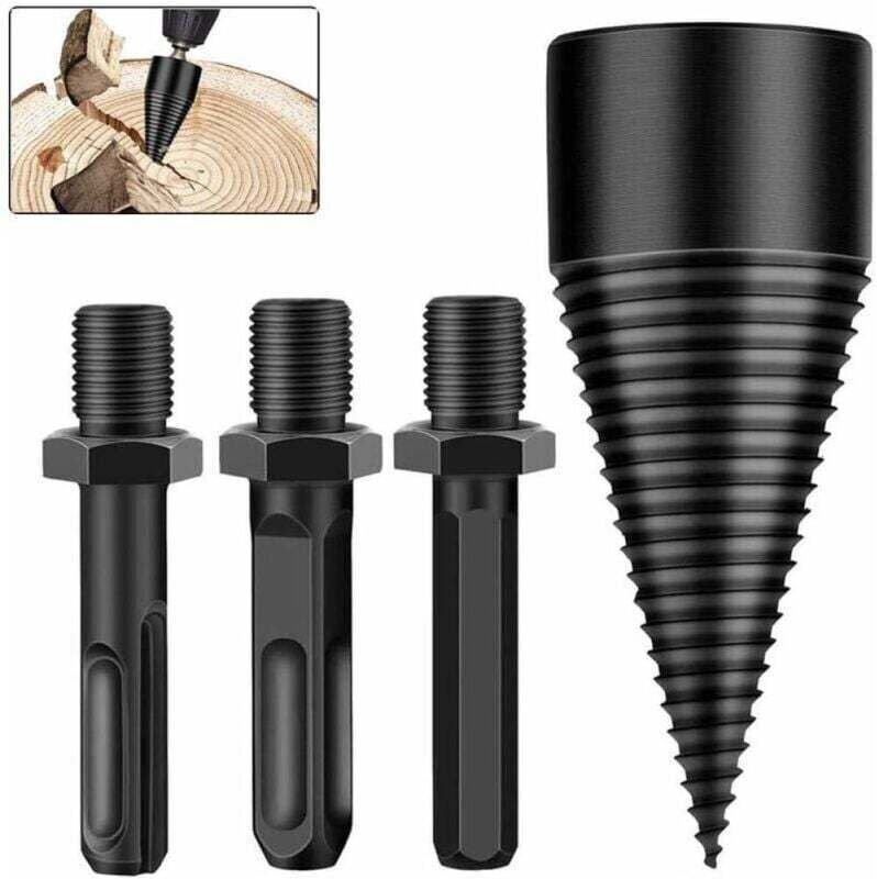 42-mm-Kegel-Holzspalter – Für Bohrmaschinen – Hochgeschwindigkeitsstahl – 3 Griffvarianten (Sechskant, Vierkant, Rund)