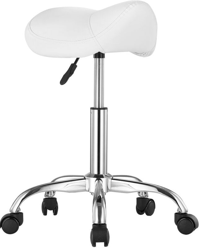 Sattelhocker mit Rädern, 204 kg Tragkraft, ergonomisch und verstellbar, verdicktes PU-Leder, für Salon, Spa, Klinik, wei...