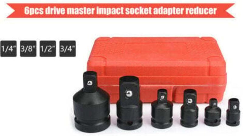 6-teiliger Schlagschrauber-Adapter und Reduzierstücke, 1/4 Zoll, 3/8 Zoll, 1/2 Zoll, 3/4 Zoll, Chrom-Vanadium-Stahl,