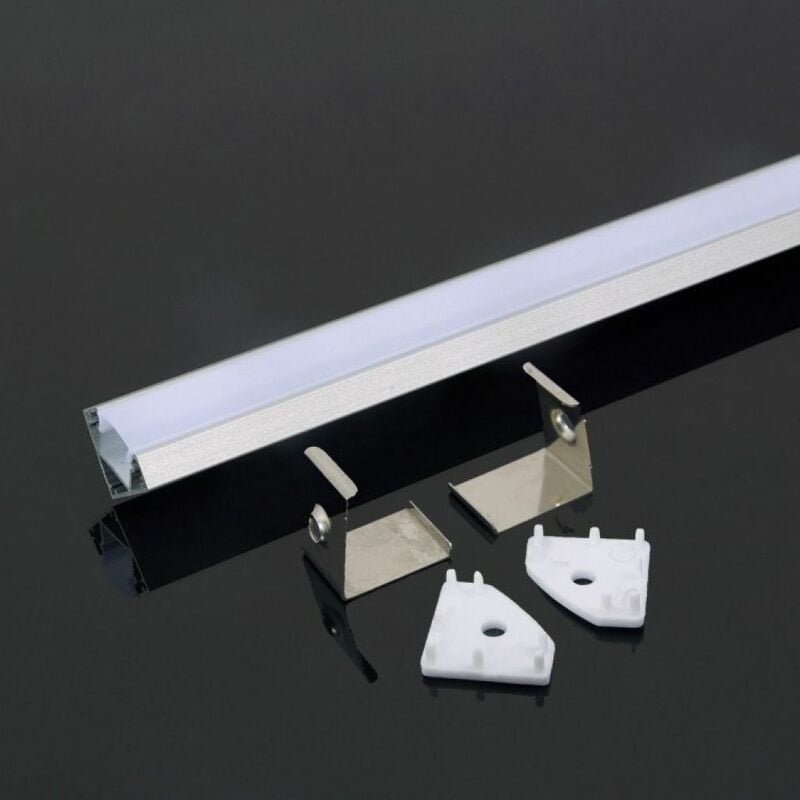 Silbernes Eck-Aluminiumprofil für LED-Streifen (Max. Länge: 12,1 mm) Satin 2000 x 19 x 19 mm - V-tac
