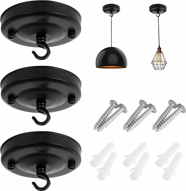 Ontway - Deckenrosettenhaken, 3 Stück Kronleuchter-Deckenplatte für Kronleuchter/Blumenkorb, Vintage-Kronleuchter-Decken...