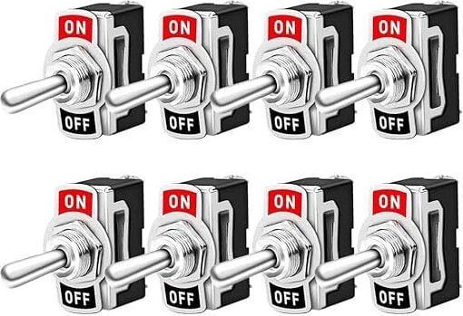 Thumbnail - 8-teiliger professioneller Auto-Kippschalter, ein-aus 2-Positionen 2-poliger SPST-Metall-Kippschalter, für Boot, Auto, l...