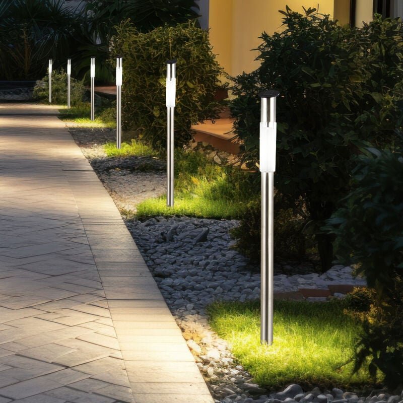 Solar Außenleuchte Erdspieß Steckleuchte Solarlampe Edelstahl Wegeleuchte Stecklampe, 0,07 Watt led Leuchtmittel, h 70 c...