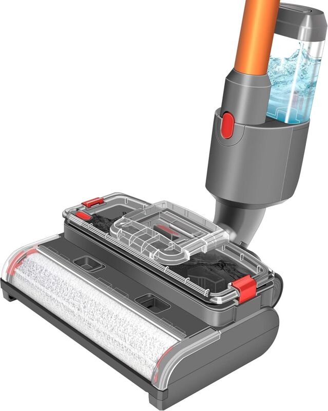 Nass- und Trocken-Schrubberbürste kompatibel mit Dyson V15 V11 V10 V8 V7 Elektrobesenkopf mit separatem Tank für saubere...