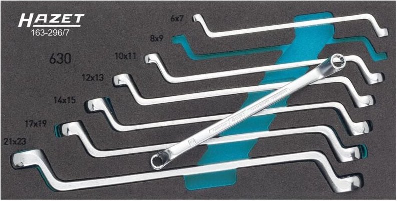 Doppel-Ringschlüssel Satz, Außen-Doppel-Sechskant Profil, 6 x 7 - 21 x 22, Anzahl Werkzeuge: 7 - Hazet