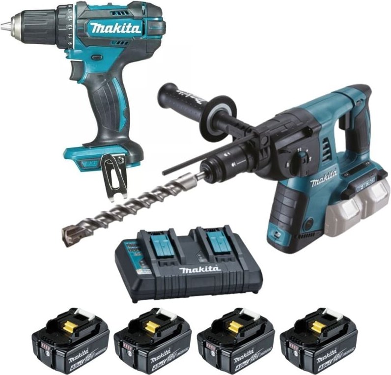 Bohrschrauber DDF482 + Meißelbohrer sds-plus DHR264 + 4 Batterien + Ladegerät Makita LOT0234