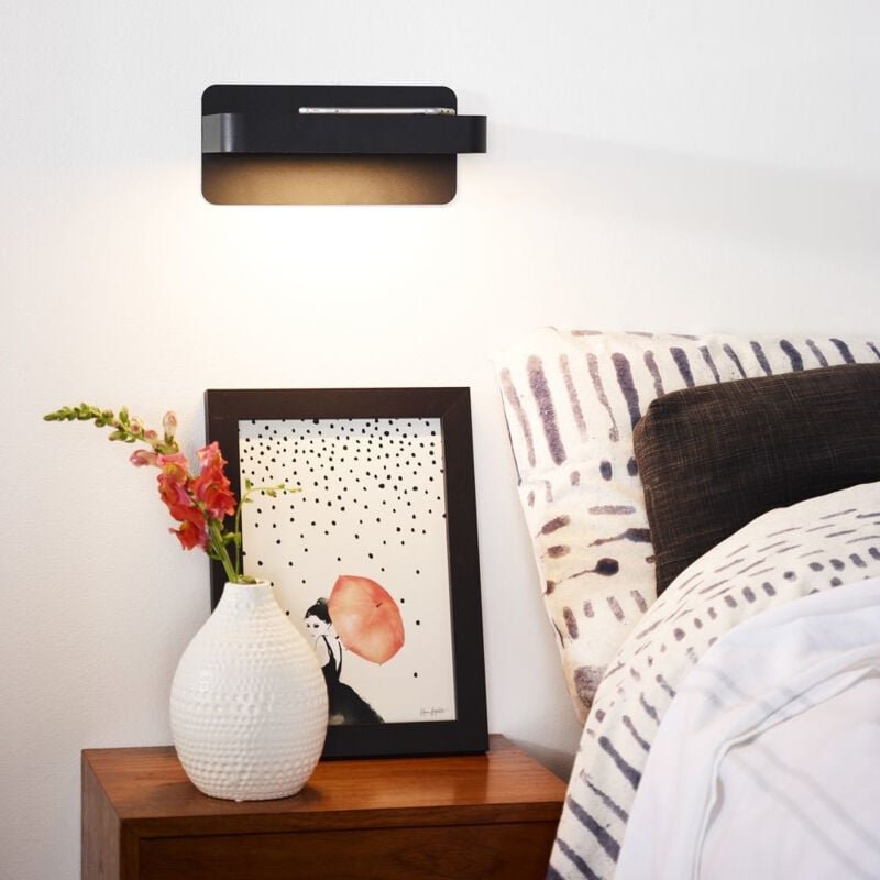 Thumbnail - Lucide ATKIN - Bettlampe / Wandleuchte - LED - 1x6W 3000K - Mit USB-Ladepunkt - Schwarz