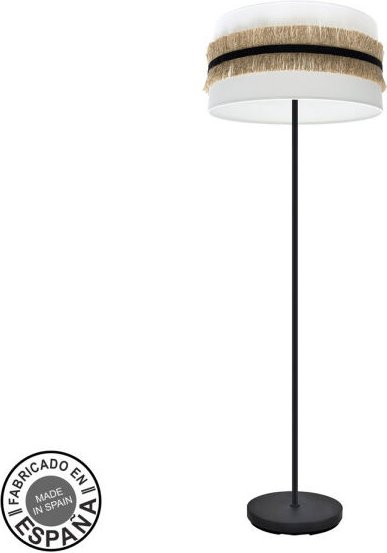Fabrilamp - Lámpara de pie salon Angola 1xe27 Negr/blanc-yute 40d