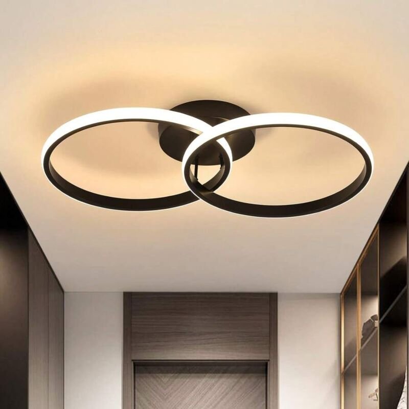 Thumbnail - Comely - Moderne led Deckenleuchte aus Aluminium, Kreisförmiges Design, für Schlafzimmer, Wohnzimmer, Büro - Schwarz - 4...