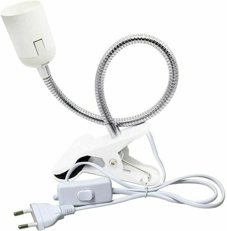 E27 Klemmspot für Bett Leselampe, ac 230V, Klemmfassung Kabel mit Schalter, E27 Klemmlampe Flexible Schwanenhalslampe fü...