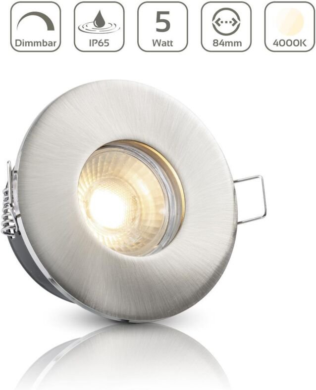 Einbauspot IP65 rund - Farbe: Edelstahl - LED Leuchtmittel: GU10 5W neutralweiß dimmbar