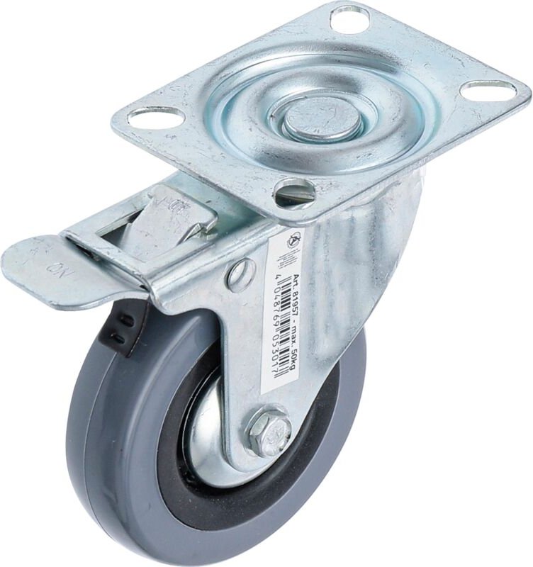 Lenkrolle mit Bremse mit Anschraubsockel ø 75 mm