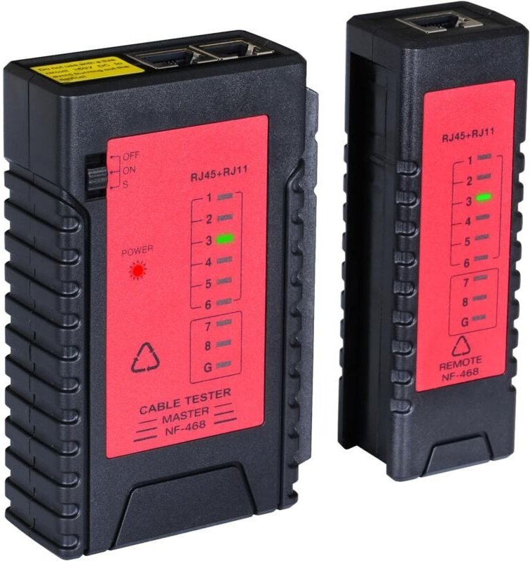 Kabeltester, RJ45, RJ11, Ethernet, LAN, Cat5, Cat6, Kabelsucher, Kabeltest-Kit, Rot und Schwarz