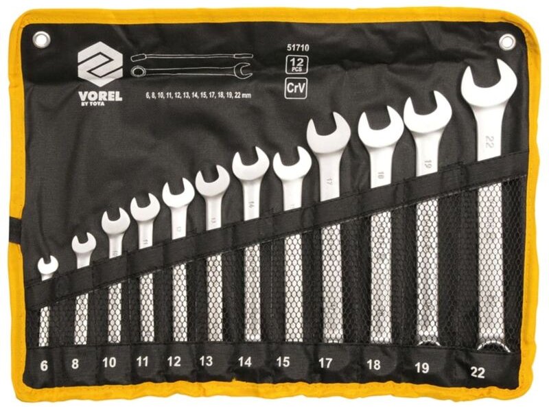 Ringmaulschlüssel 6-22mm, cv, 12er-Satz, satiniert, Koffer 51710 Vorel