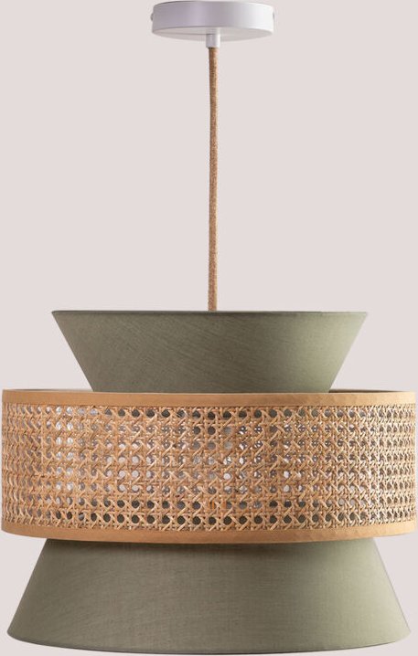 Deckenlampe aus Rattan Yereh Grün Caqui - Sklum