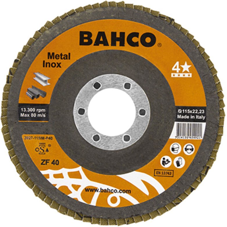 Disco laminas zirconio 115mm grano 40 3927-115IM-P40 Bahco
