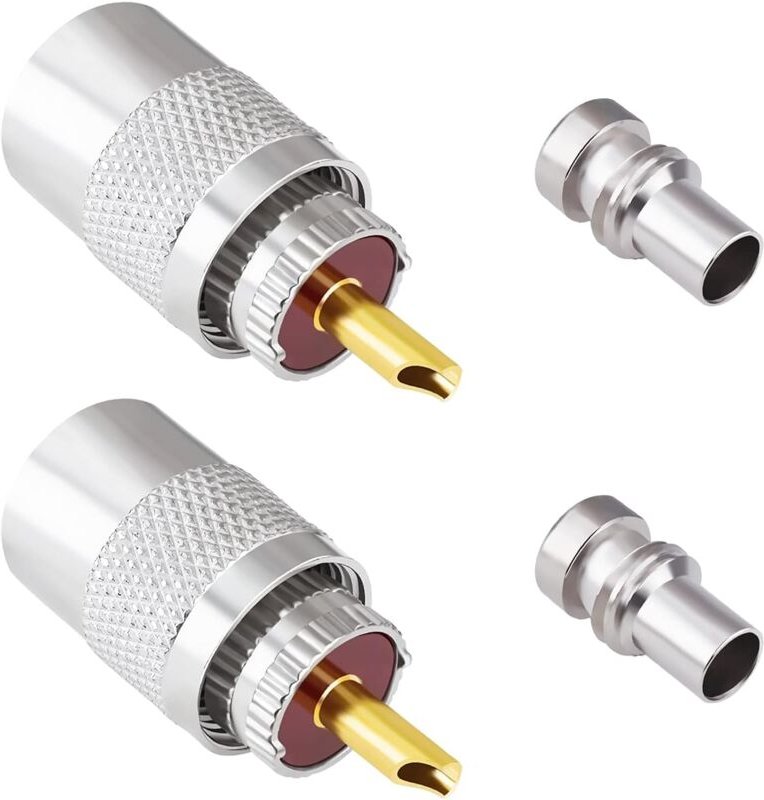 Dolaso - PL259 Set mit 2 koaxialen UHF-Lötsteckern mit 50-Ohm-Reduzierstücken für RG58, RG59, RG8, RG8x, RG213, RG142, L...