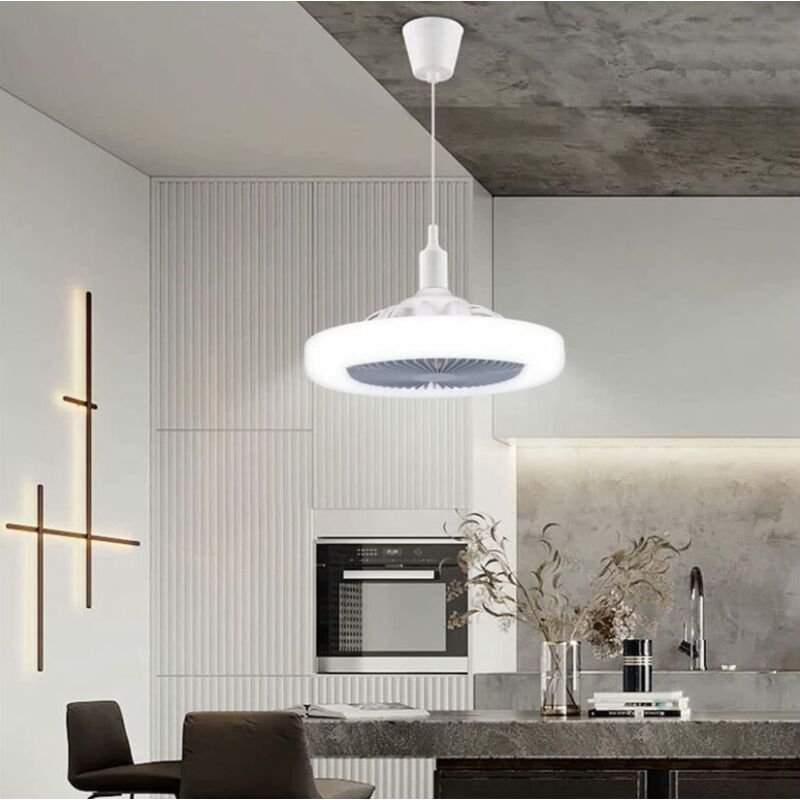 Deckenventilator mit Licht, E27 30W Kleiner Leiser Deckenventilator, Dimmbare LED-Deckenleuchte für Schlafzimmer Küche B...