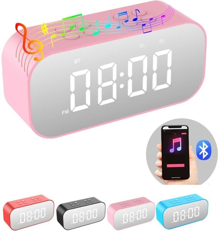 Thumbnail - Wecker für Schlafzimmer, kleine Digitaluhr mit Bluetooth-Lautsprecher, Schreibtischuhr mit Dual-Alarmen, Schlummerfunkti...