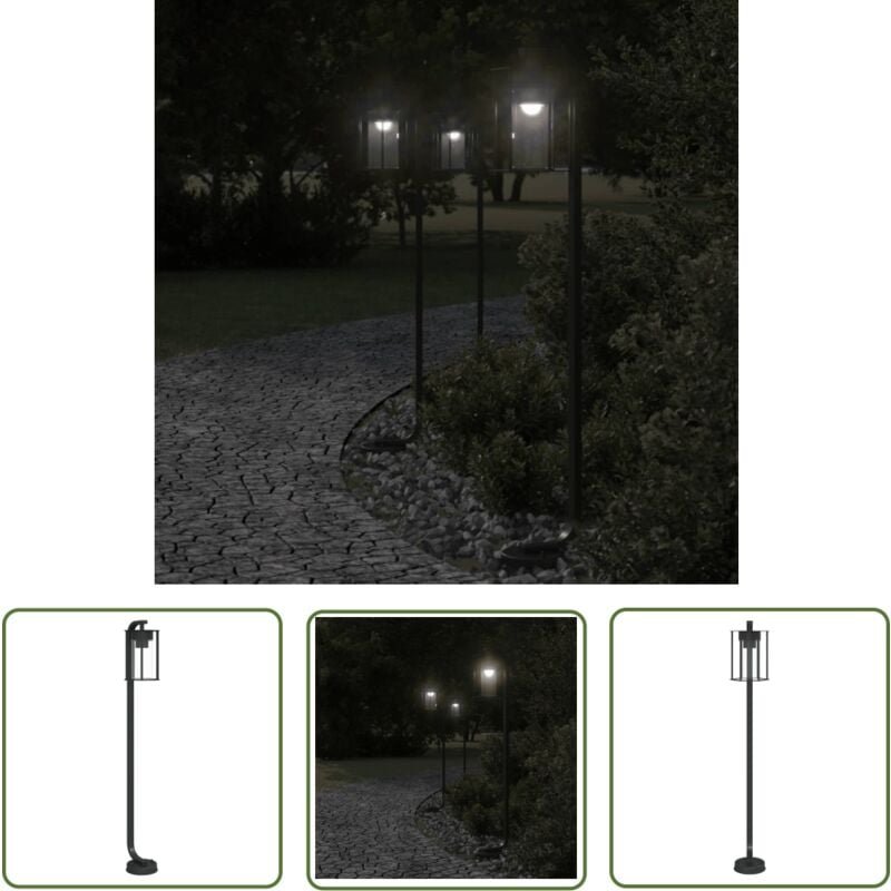 The Living Store - Wegeleuchte Schwarz 100 cm Edelstahl - Wegeleuchte - Edelstahl - Außenstehleuchte - Gartenlampe - LED...