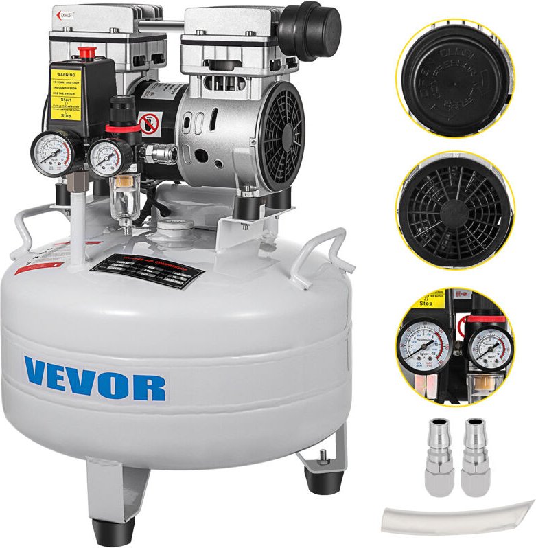 850W Druckluftkompressor 30L Flüsterkompressor Druckluftkompressor ölfrei Luftabgabe - Vevor