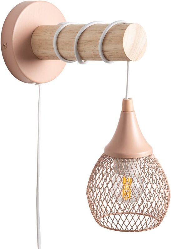 Wandleuchte aus Holz und Metall Monah Pastellrosa