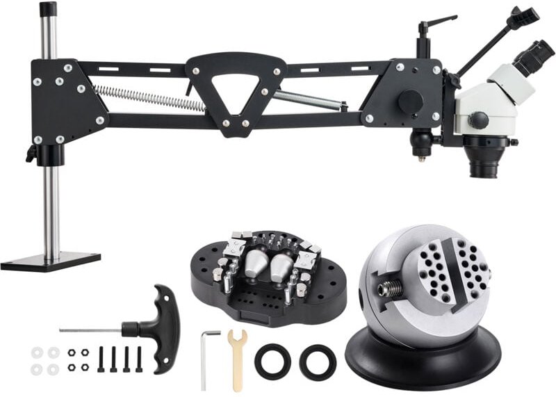 Mophorn - Multidirektionales Mikroskop mit Federhalterung, Schmuckmikroskop mit 7- bis 45-facher Vergrößerung, Ständer f...