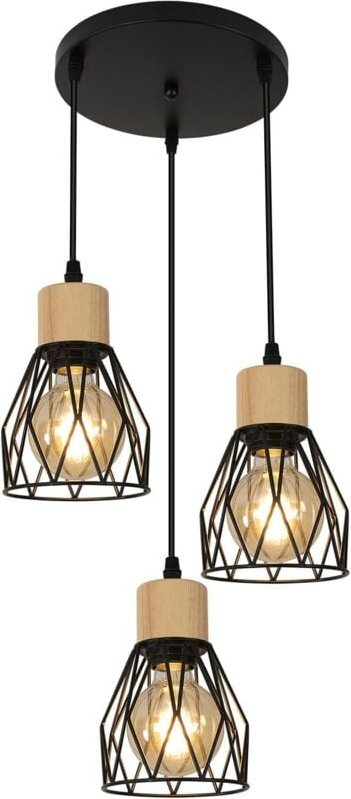 GOECO Küchen-Kronleuchter, industrielle Hängelampe, Eisenkäfig-Lampenschirm, E27-Deckenleuchte, höhenverstellbar, 12 cm,...