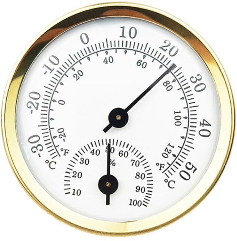 Analoger Hygrothermograph, Luftfeuchtigkeits- und Temperaturmessgerät, Muschelzeiger - Sollbry