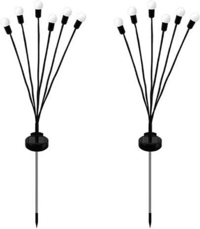 Set mit 2 Solar-Glühwürmchen mit 6 LEDs - Wasserdicht - Sterne - Für Garten, Wege, Landschaft, Außenbereich - Warmes Lic...