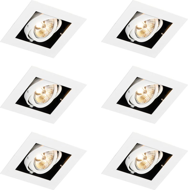 Set mit 6 modernen, verstellbaren Einbaustrahlern Weiß - Oneon 70