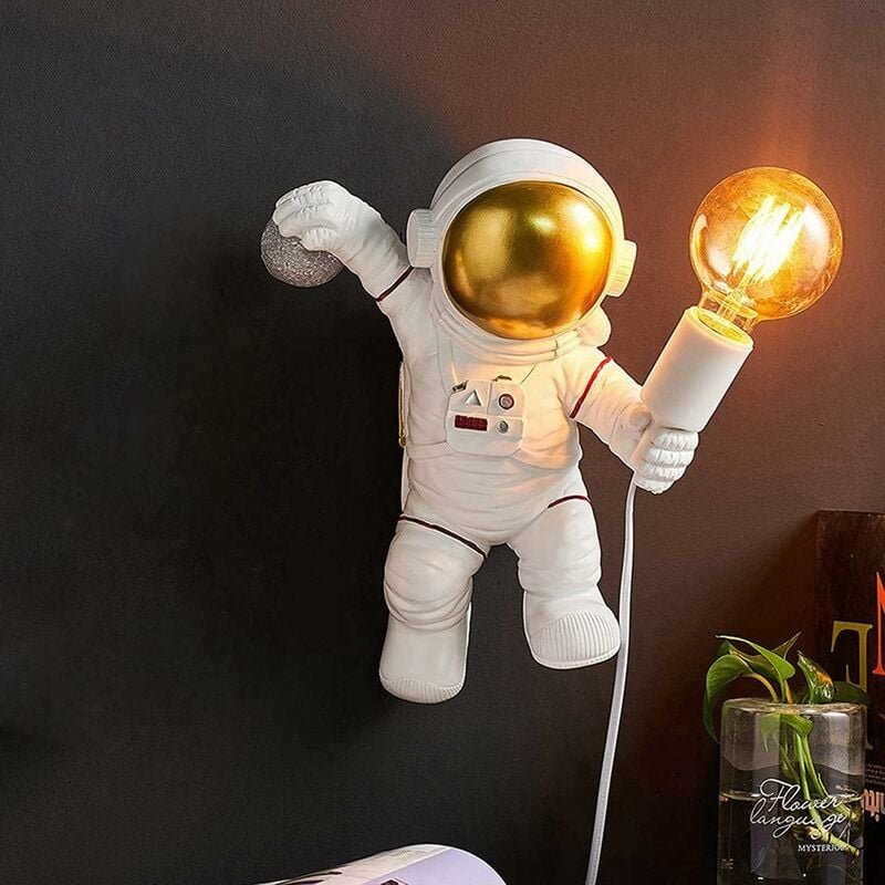 Kinder-Wandleuchte mit Schalter und Stecker, moderne Innenwandleuchte, Schlafzimmer-Design-Nachttischlampe, Astronauten-...