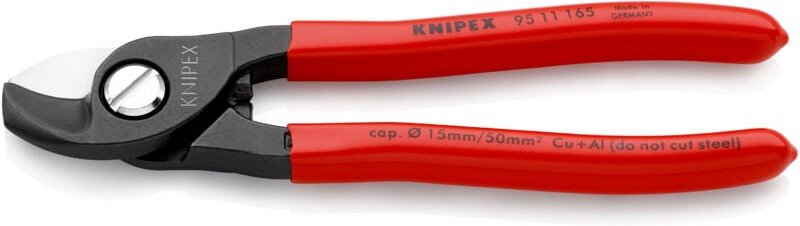 95 11 165 Kabelschere Geeignet für (Abisoliertechnik) Alu- und Kupferkabel, ein- und mehrdrä - Knipex