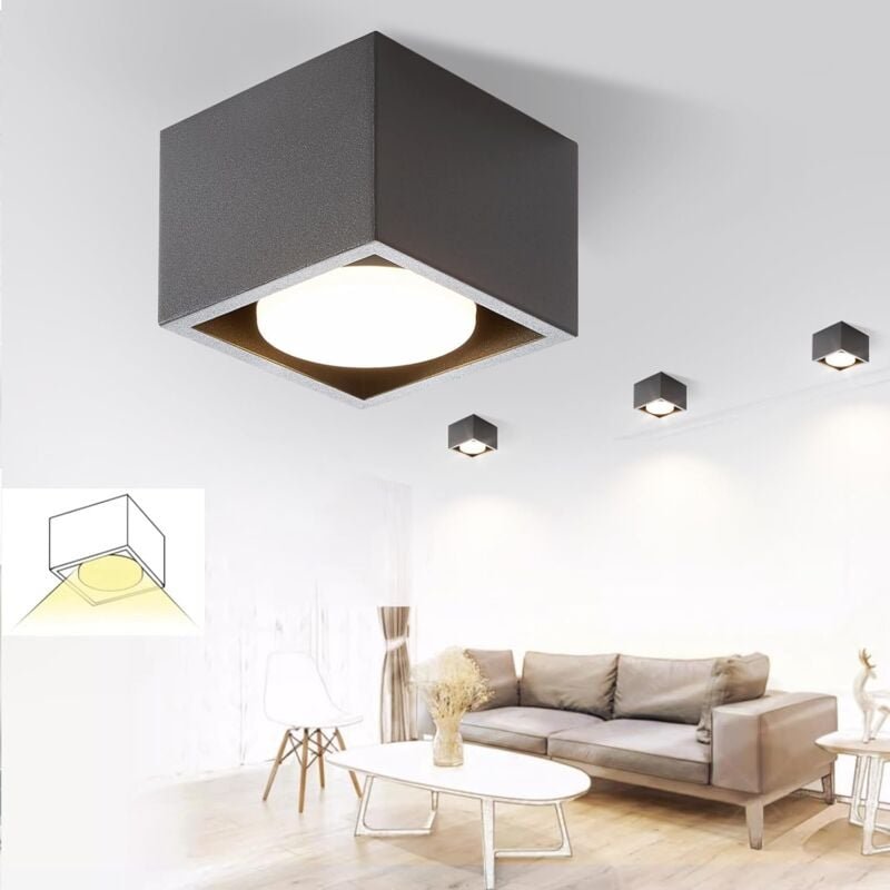 Thumbnail - Deckenspots led Schwarz Aufbauspot - Spots Deckenleuchte Aufputz inklusive led Warmweiß GX53 5W Deckenstrahler Eckig Auf...