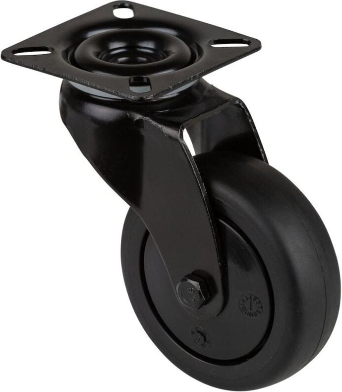 Thumbnail - Lenkrolle Rad-Ø 75 mm Tragfähigkeit 75 kg mit Anschraubplatte Kugellager Gummi schwarz