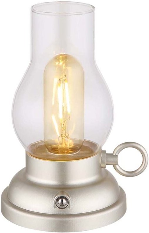 Thumbnail - Tischlampe Tischleuchte Beistelllampe Glas amber Akku Touchdimmer LED H 17,5 cm