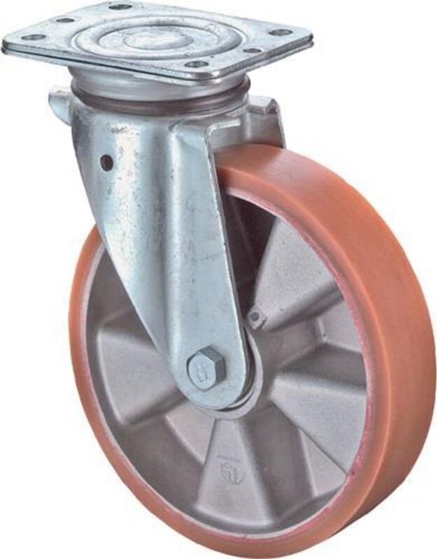 Lenkrolle Rad-Ø 80 mm Tragfähigkeit 120 kg mit Anschraubplatte Guß-Polyurethanbandage