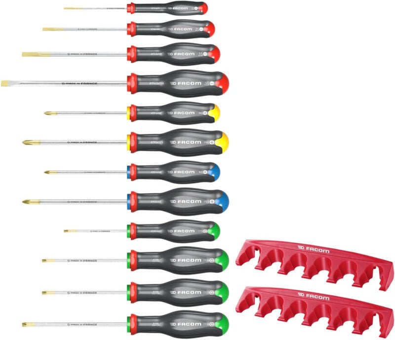 Facom Schraubendreher-Set 12-tlg + 2 Halter