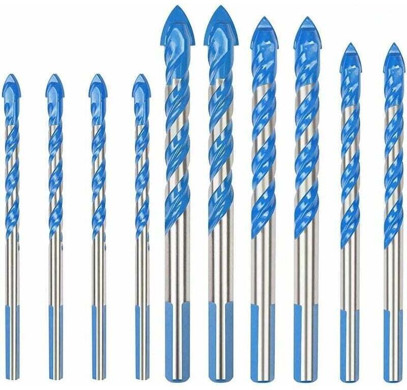 10-teiliges Bohrerset aus Wolframkarbid für Porzellan, Fliesen, Beton, Ziegelwände, Glas, Spiegel, Kunststoffmauerwerk u...