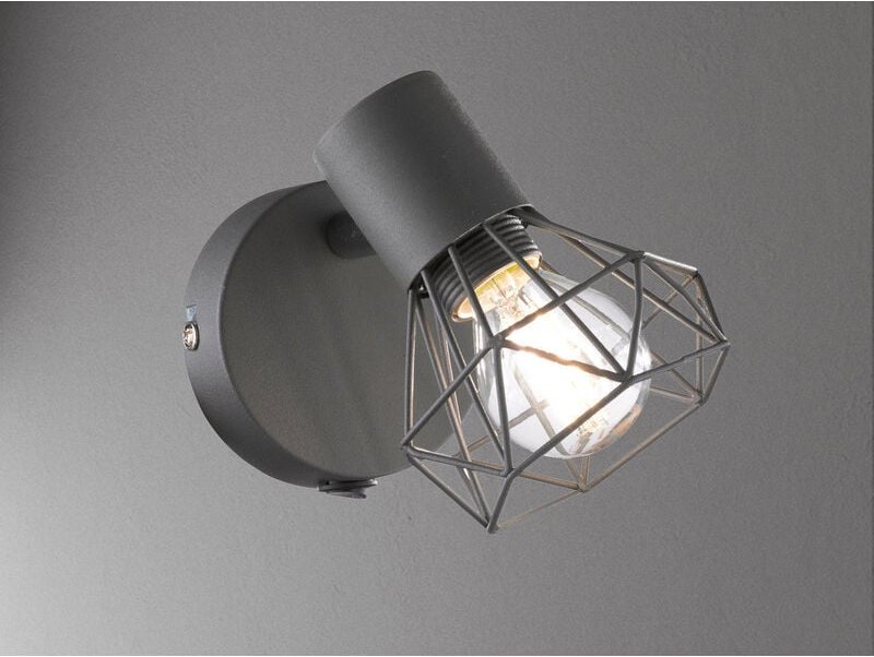 Unbekannt - Wandstrahler ran Grau mit Schalter, Gitterlampe schwenkbar, Breite 8cm