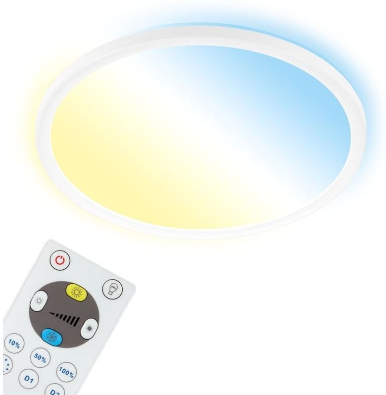Briloner - led Panel Dimmbar Fernbedienung Ultraflach cct 18W weiß Kunststoff